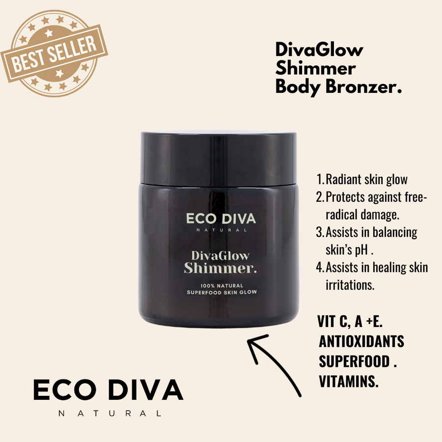 DivaGlow Shimmer Body Butter - 100% Natural Shimmer, Vit C, A, E, Antioxidants & Superfoods